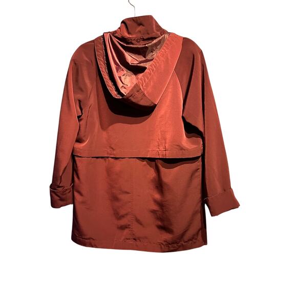 Westbound Size Small Trench Jacket Burgundy Rain Coat Removable Hood Embroidery - Picture 2 of 9